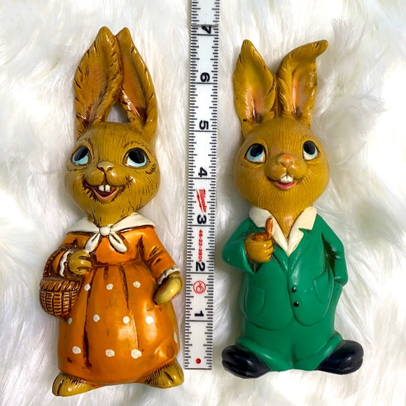 Vintage chalkware Mr & Mrs bunny rabbit figurines Easter Bunny - Picture 8 of 8